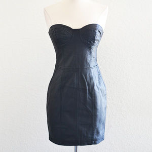 Faux Leather Strapless Bustier Dress Size XS